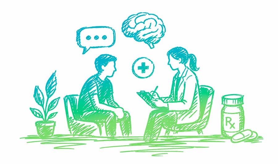 Therapist and client talking
